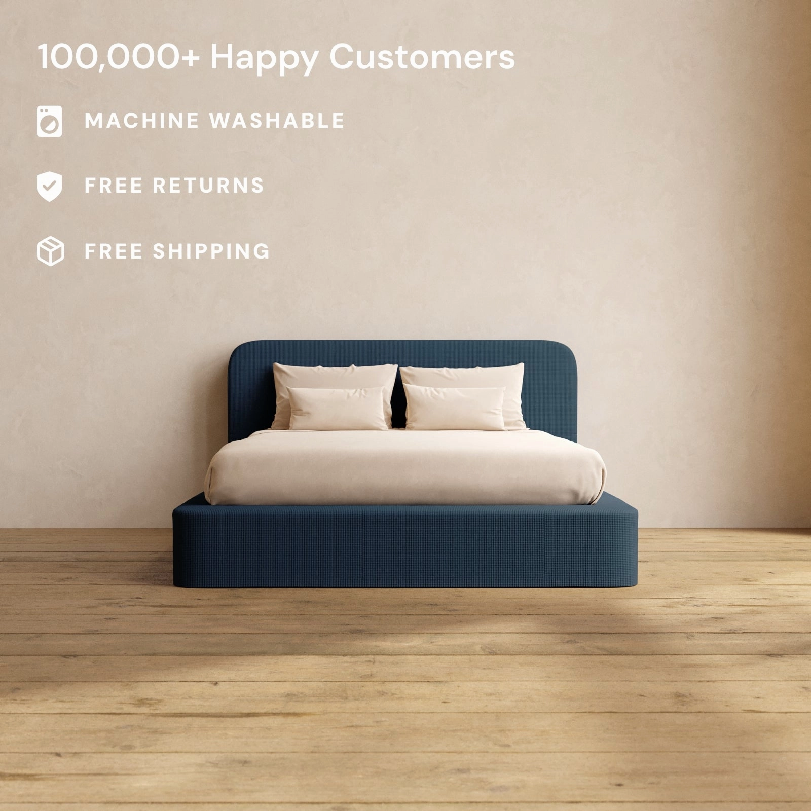 Slipcover Only - Queen Upholstered Platform Bed   Headboard | Mizu Weave in Sumi