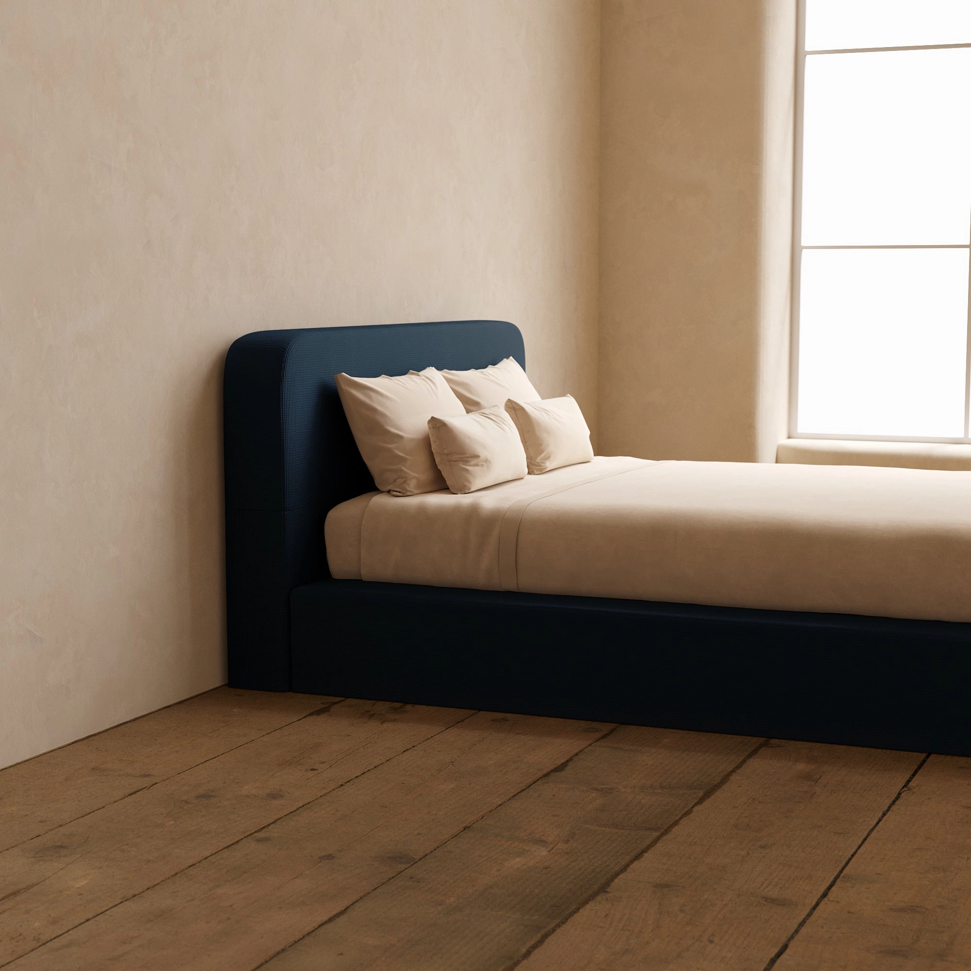 Slipcover Only - Queen Upholstered Platform Bed   Headboard | Mizu Weave in Sumi