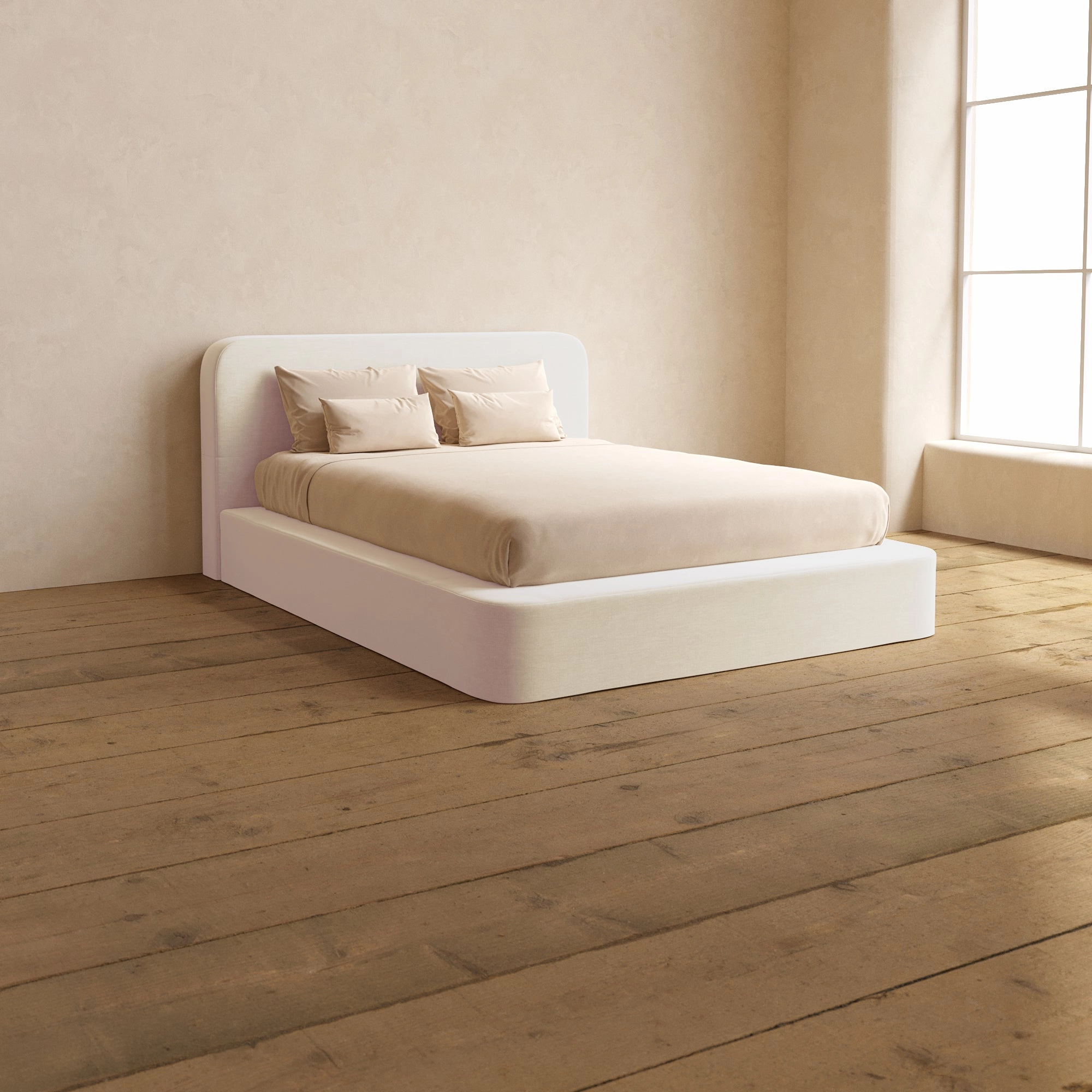 Slipcover Only - Queen Upholstered Platform Bed   Headboard | Mod Velvet in Coco