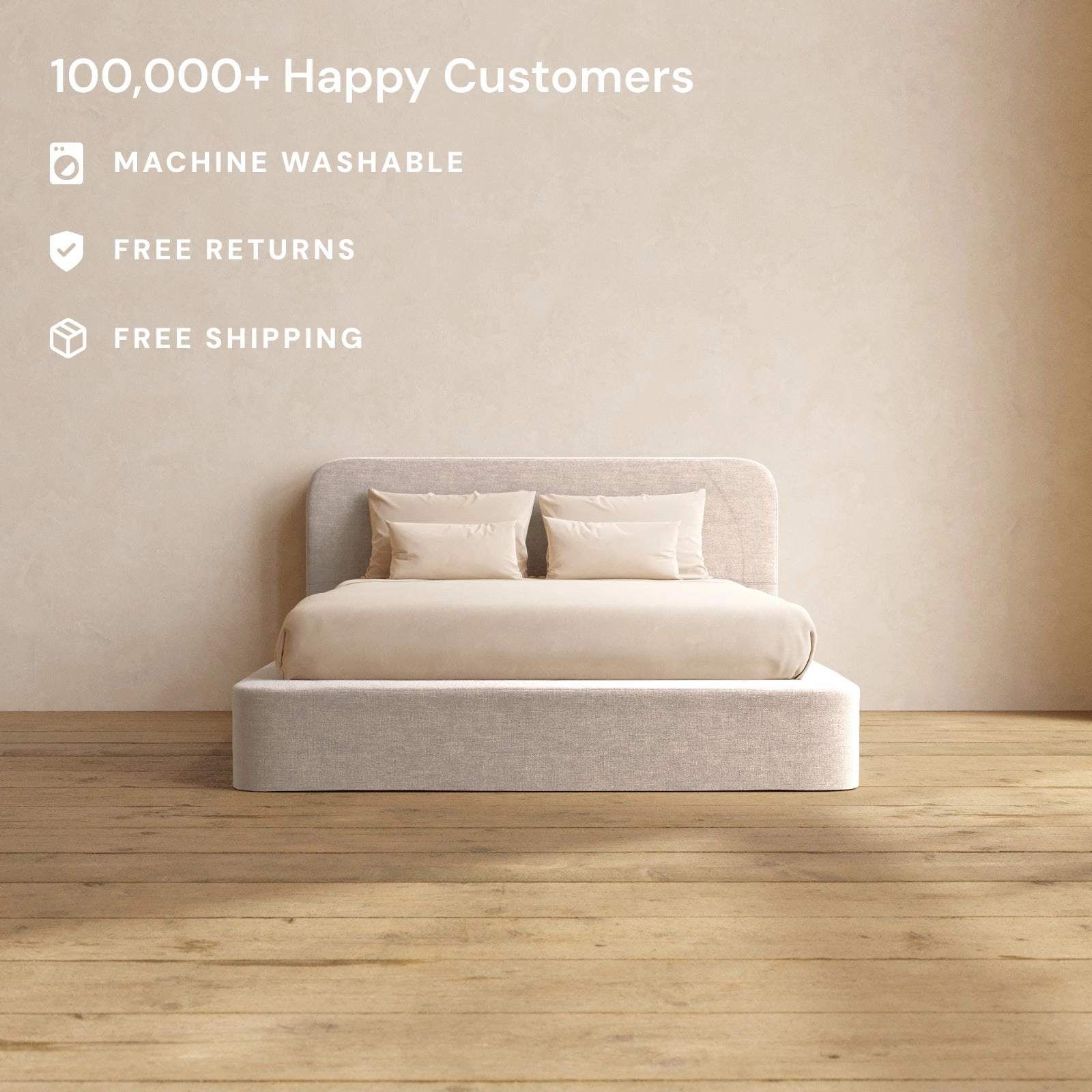 Slipcover Only - Queen Upholstered Platform Bed   Headboard | Mod Velvet in Mist