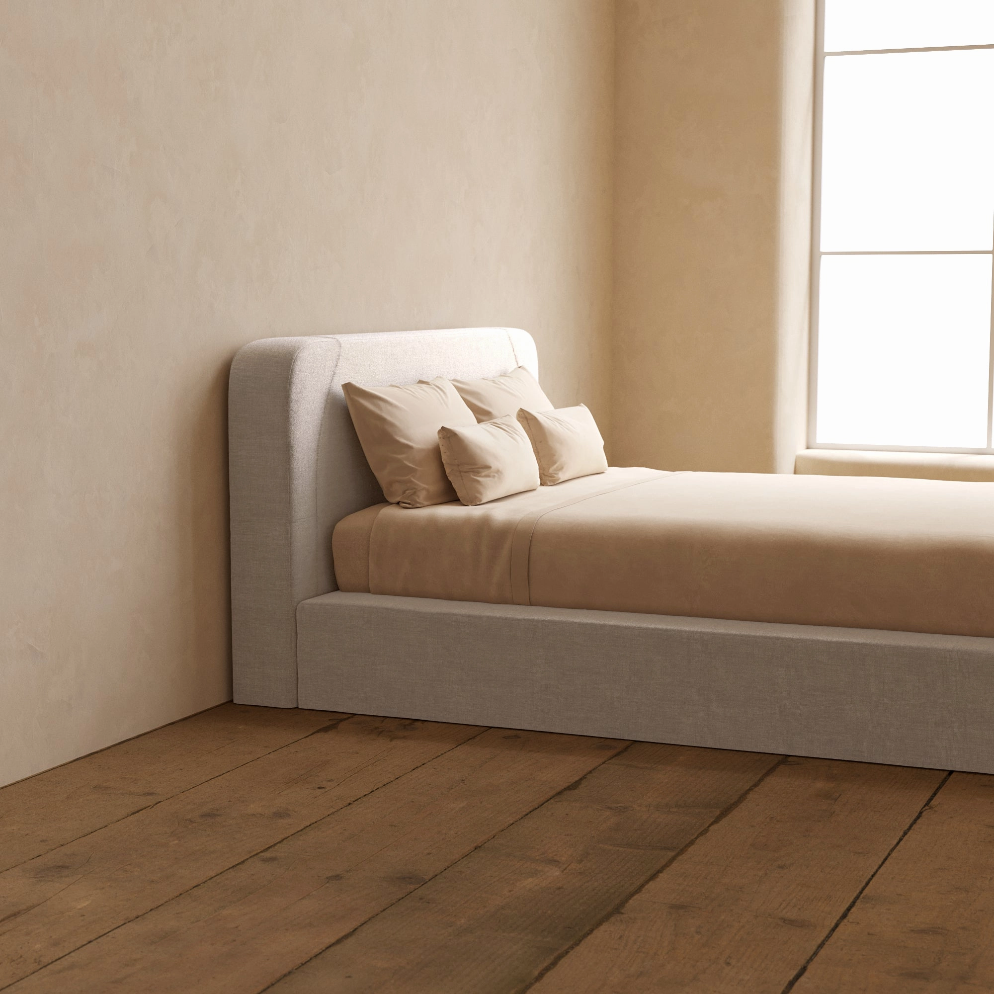 Slipcover Only - Queen Upholstered Platform Bed   Headboard | Mod Velvet in Mist