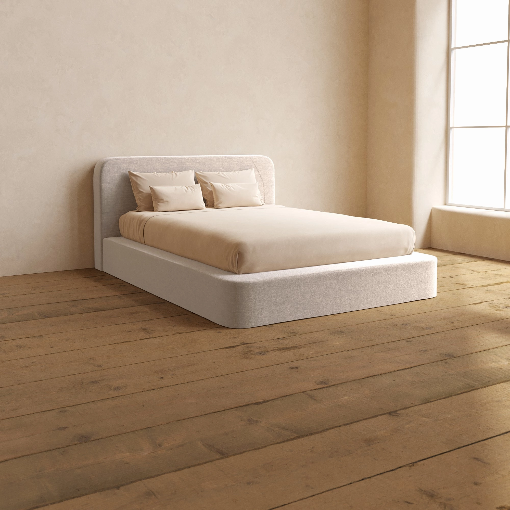 Slipcover Only - Queen Upholstered Platform Bed   Headboard | Mod Velvet in Mist