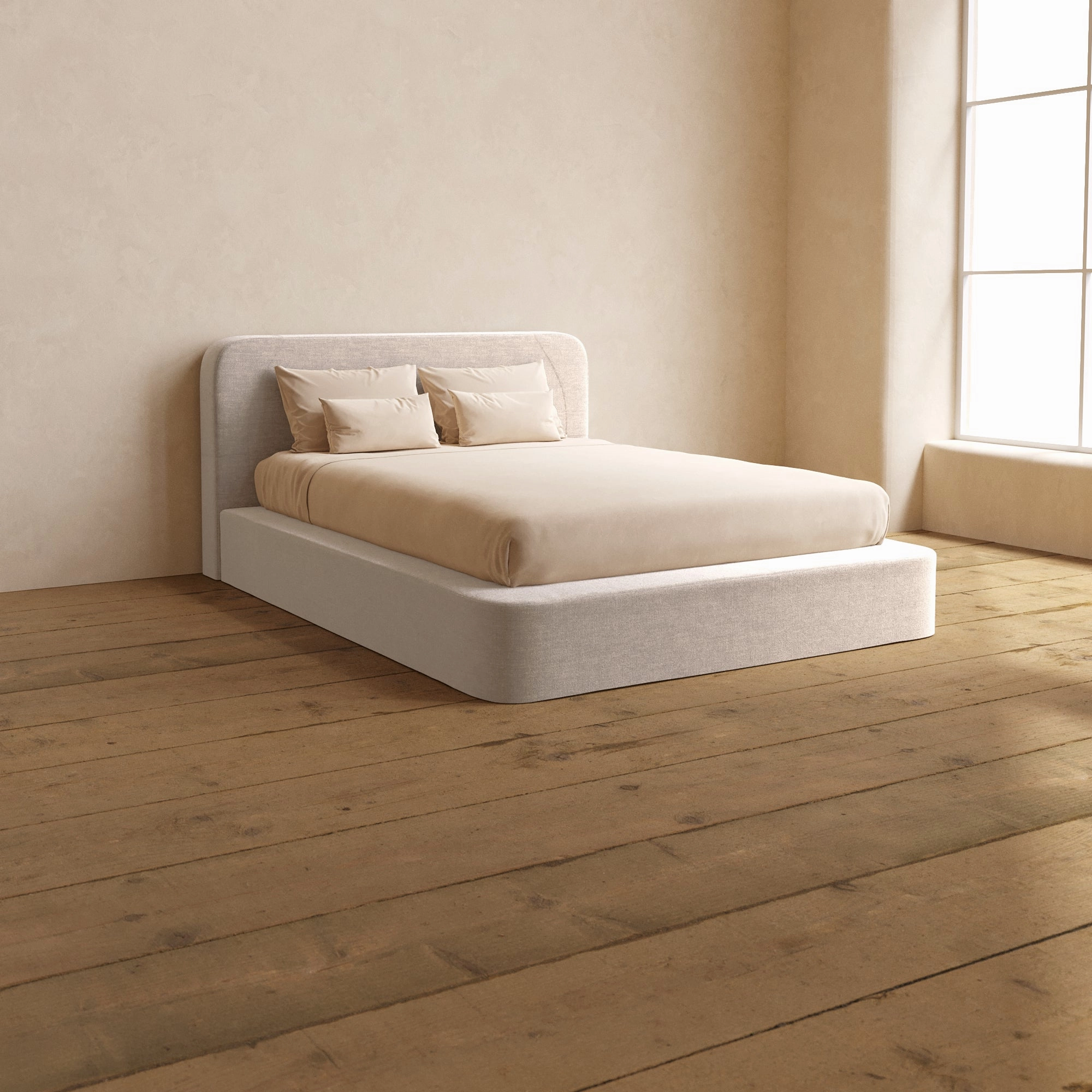 Slipcover Only - Queen Upholstered Platform Bed   Headboard | Mod Velvet in Mist