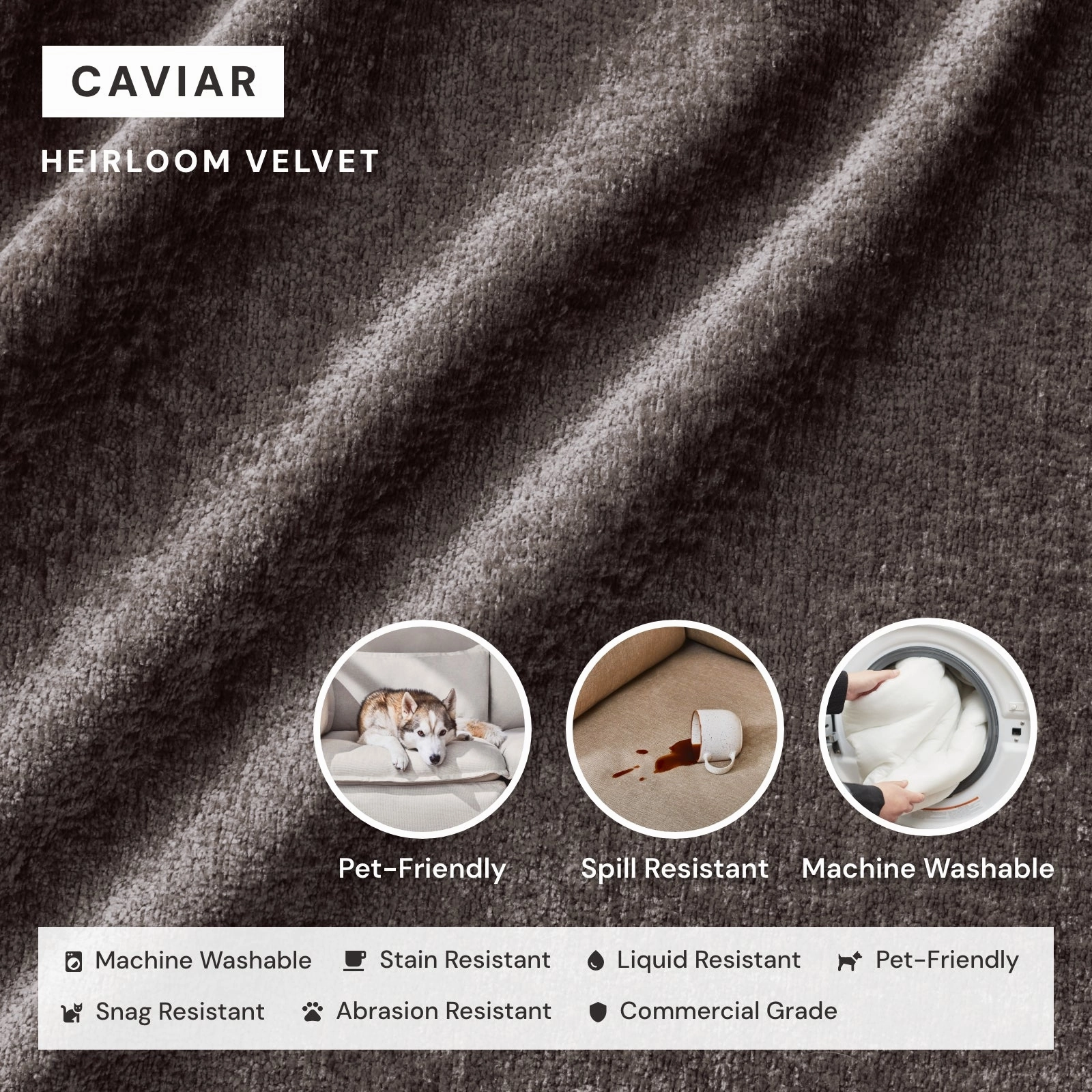 Slipcover Only - Queen Upholstered Platform Bed | Heirloom Velvet in Caviar