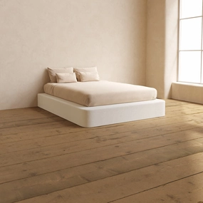 Slipcover Only - Queen Upholstered Platform Bed | Knit Velvet in Powder