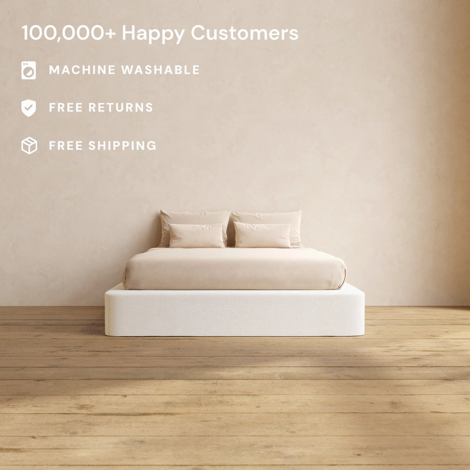 Slipcover Only - Queen Upholstered Platform Bed | Knit Velvet in Powder