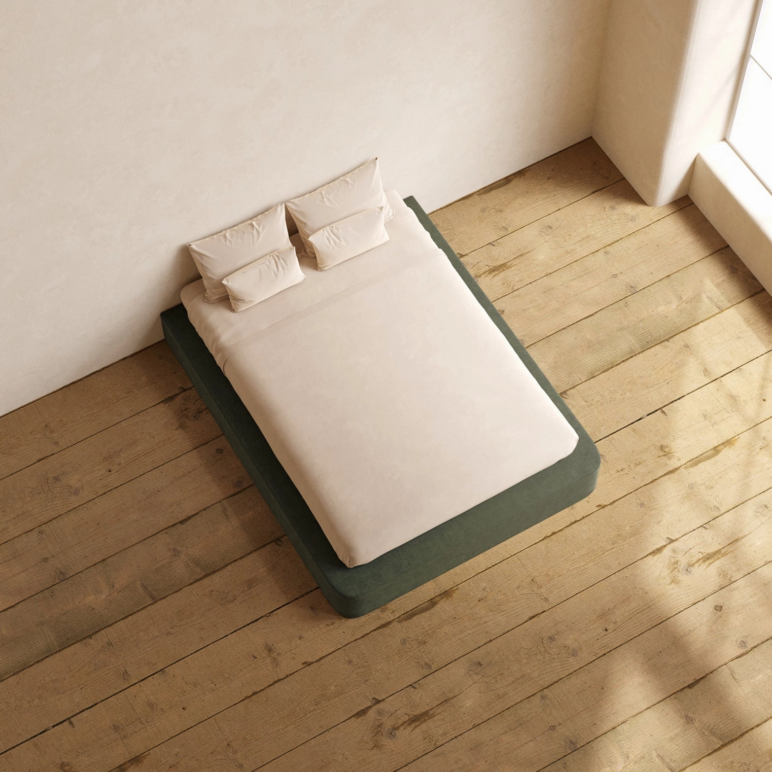 Slipcover Only - Queen Upholstered Platform Bed | Luxe Corduroy in Olivine