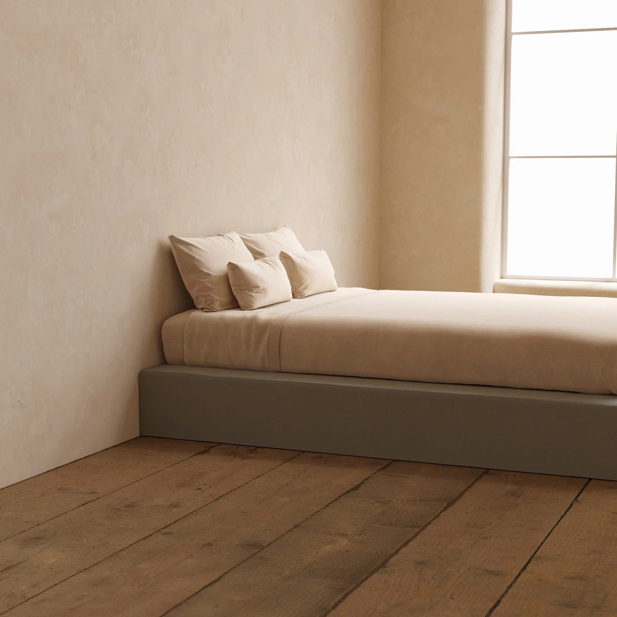 Slipcover Only - Queen Upholstered Platform Bed | Micro Chenille in Pumice