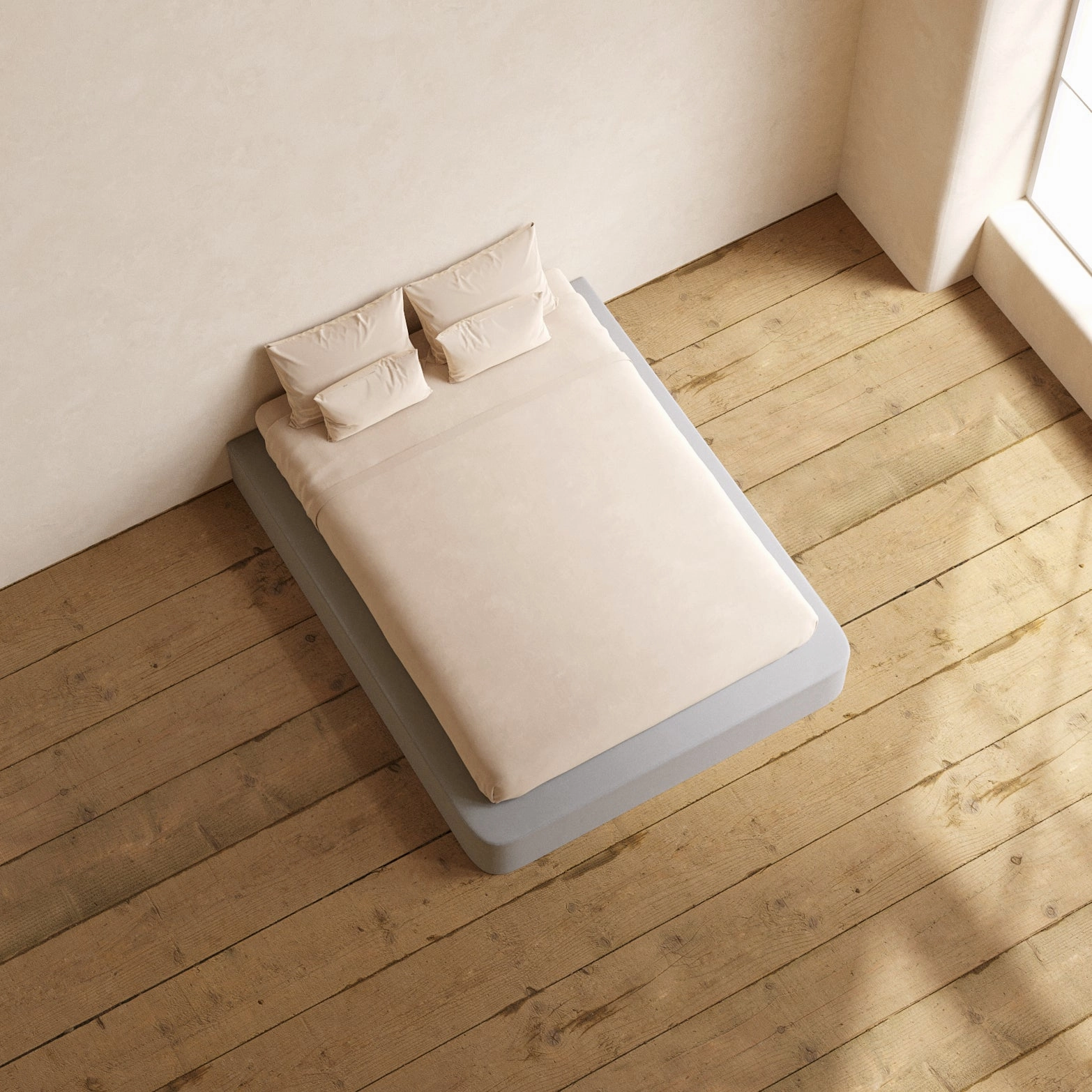 Slipcover Only - Queen Upholstered Platform Bed | Micro Chenille in Pumice