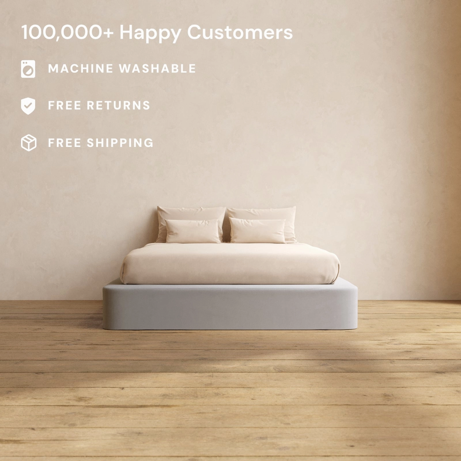Slipcover Only - Queen Upholstered Platform Bed | Micro Chenille in Pumice