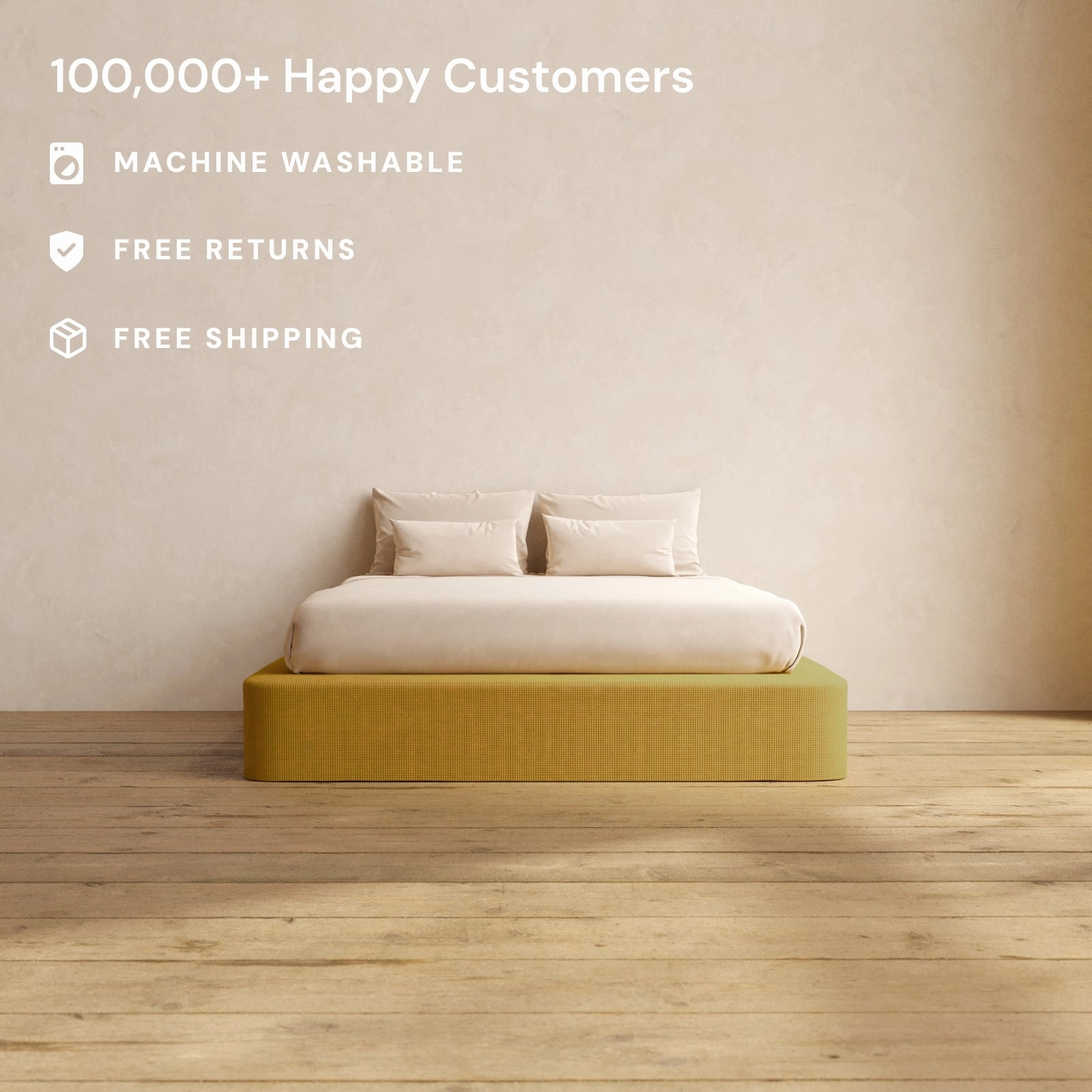 Slipcover Only - Queen Upholstered Platform Bed | Mizu Weave in Kiiro