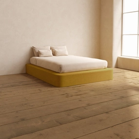 Slipcover Only - Queen Upholstered Platform Bed | Mizu Weave in Kiiro