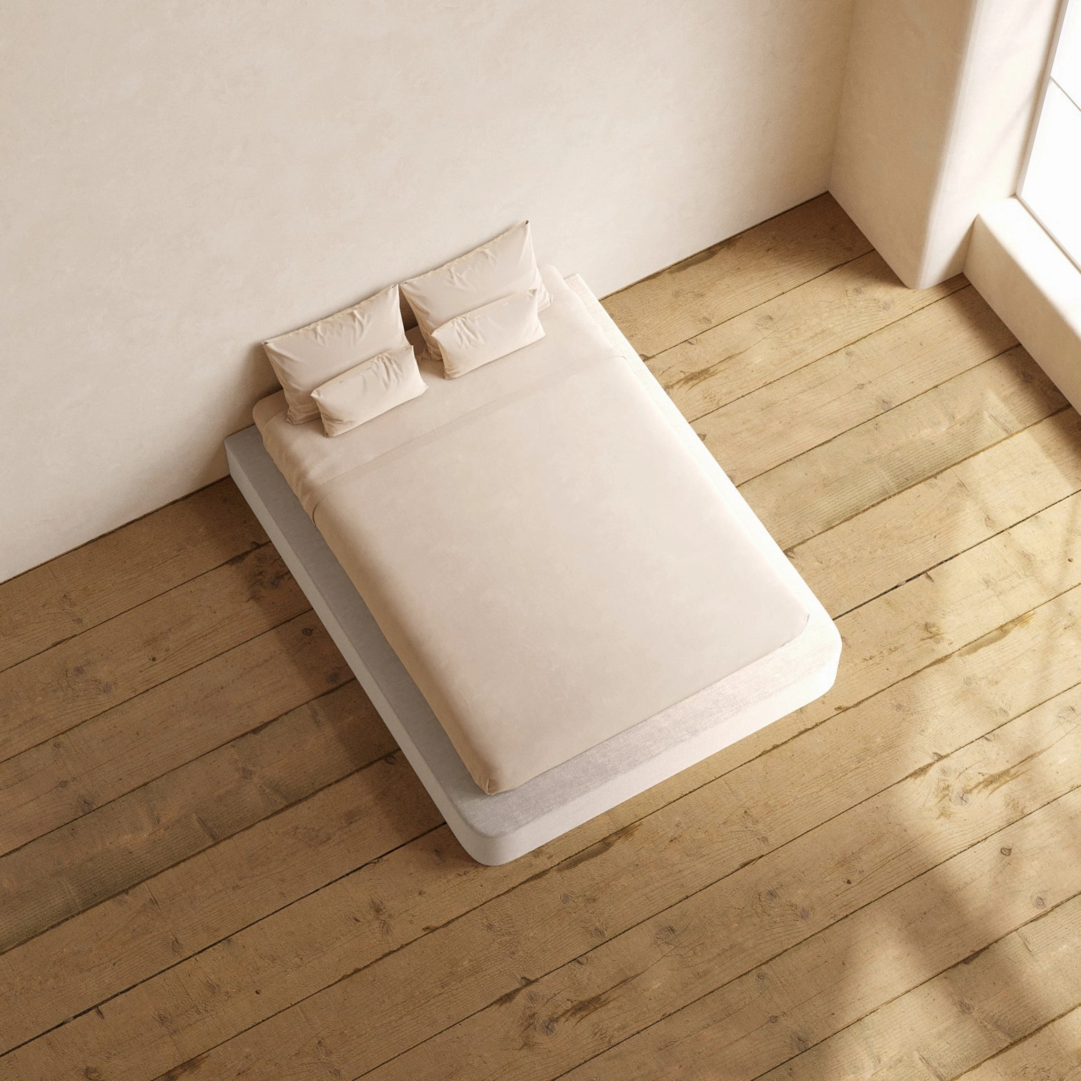 Slipcover Only - Queen Upholstered Platform Bed | Mod Velvet in Mist