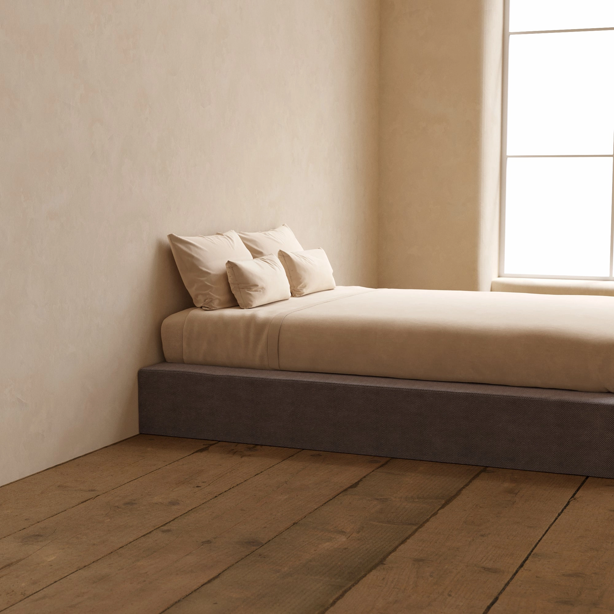 Slipcover Only - Queen Upholstered Platform Bed | Plush Weave in Ash