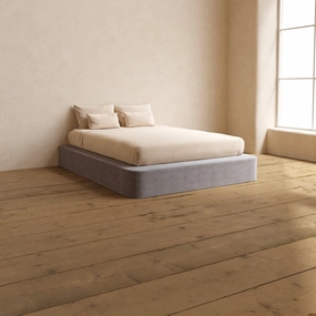 Slipcover Only - Queen Upholstered Platform Bed | Plush Weave in Ash
