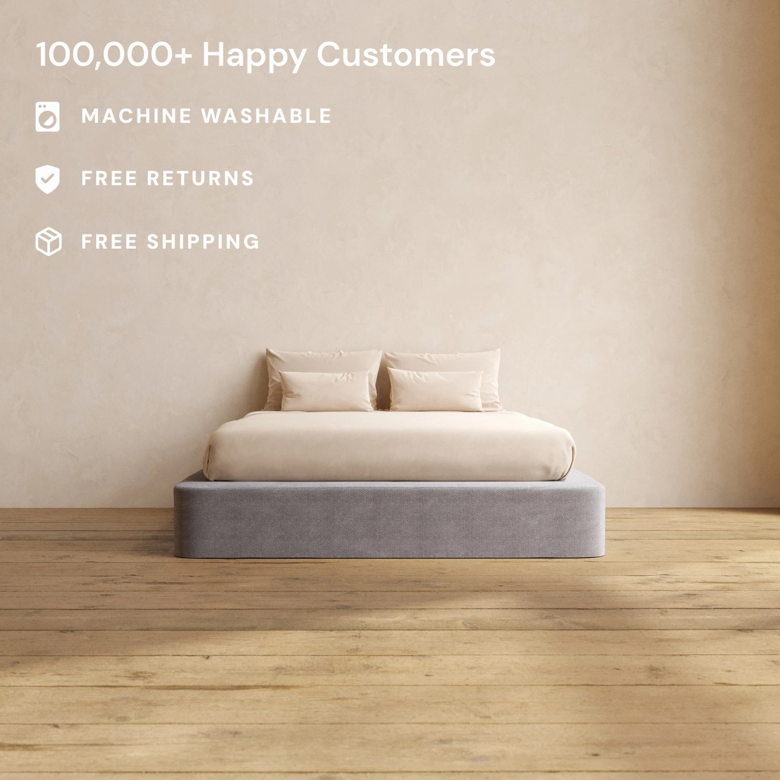 Slipcover Only - Queen Upholstered Platform Bed | Plush Weave in Ash