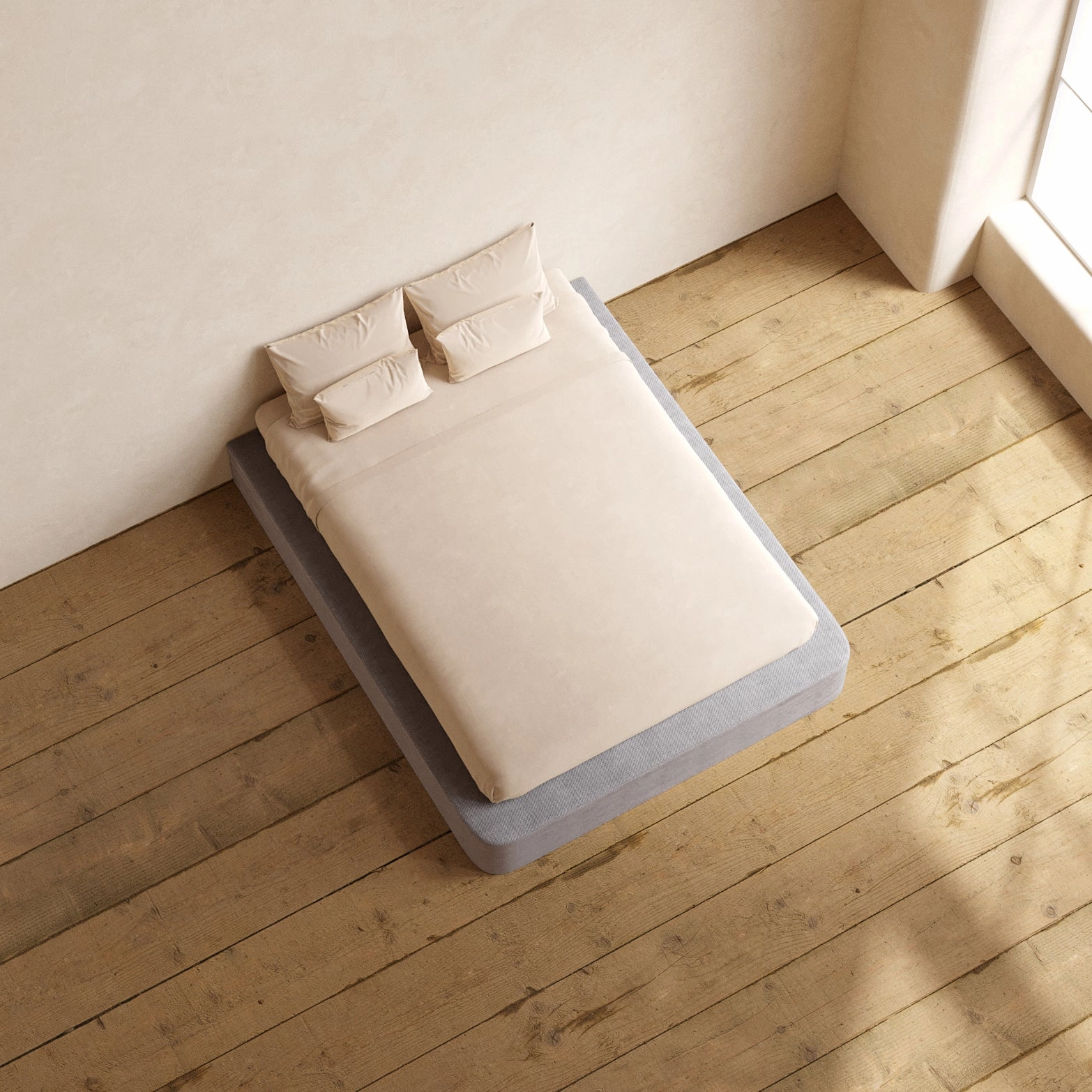 Slipcover Only - Queen Upholstered Platform Bed | Plush Weave in Ash
