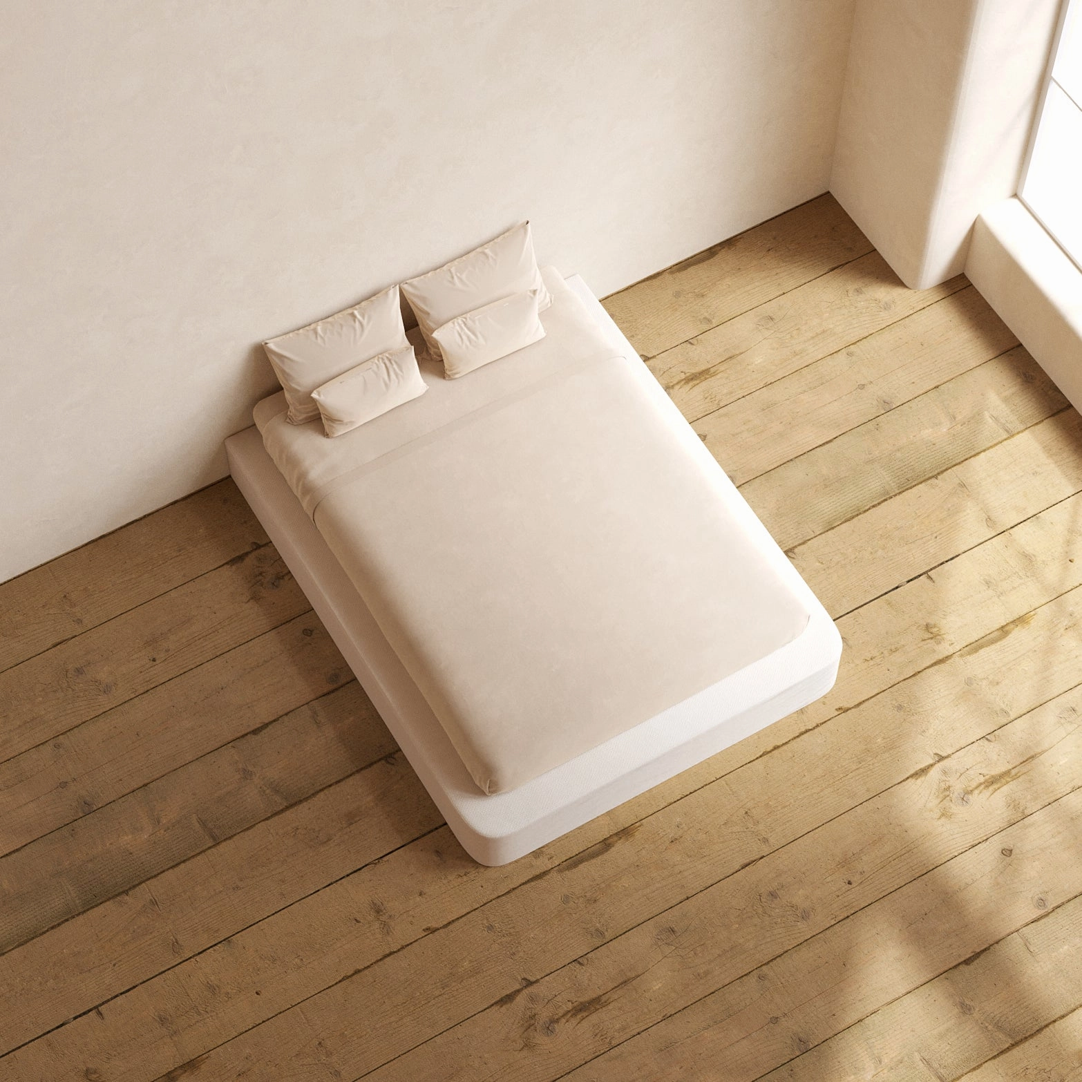 Slipcover Only - Queen Upholstered Platform Bed | Plush Weave in Eggshell