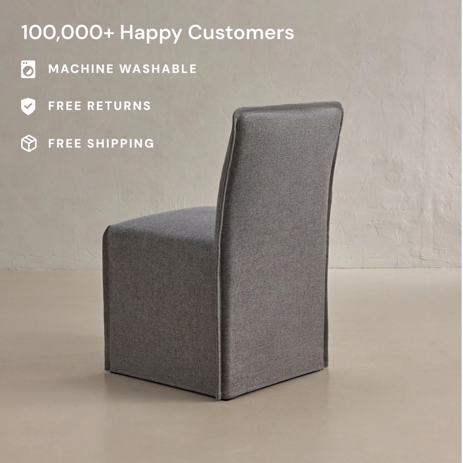 Slipcover Only - Washable Upholstered Dining Chair | 15 Back Height in Ash