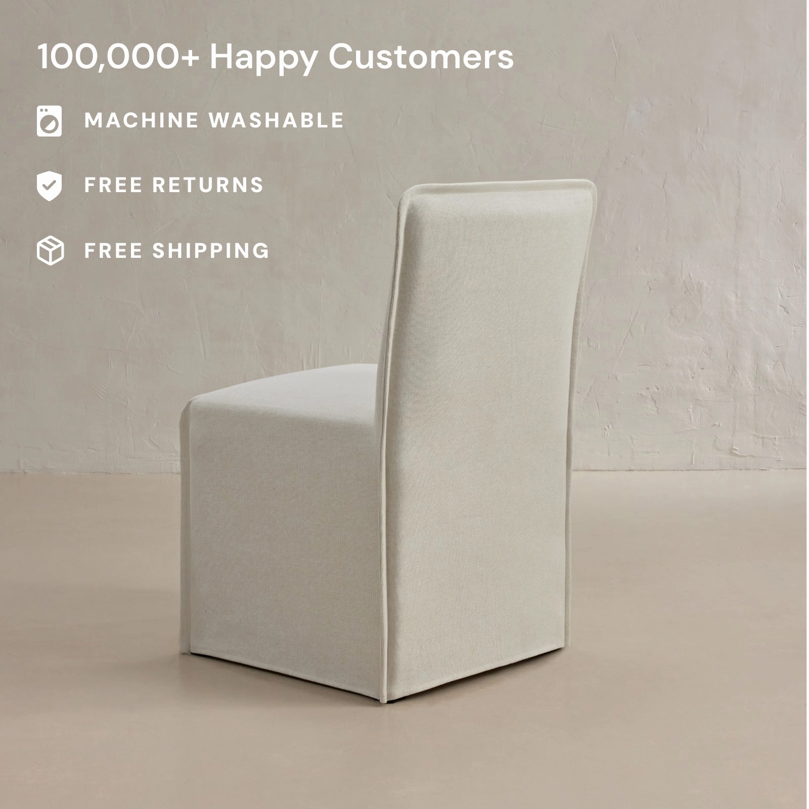 Slipcover Only - Washable Upholstered Dining Chair | 15 Back Height in Eggshell
