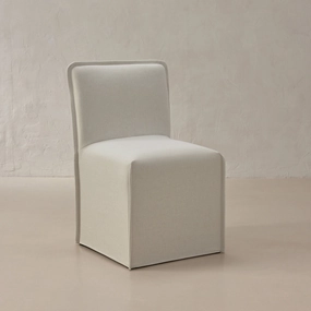 Slipcover Only - Washable Upholstered Dining Chair | 15 Back Height in Eggshell