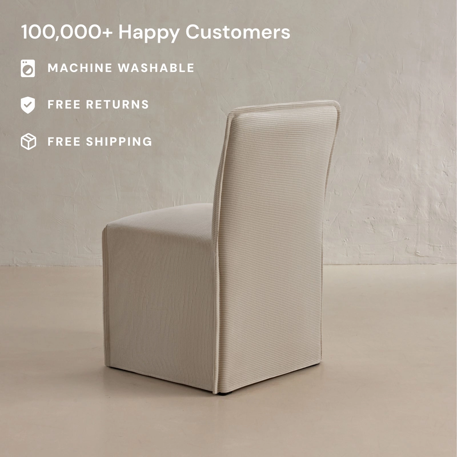 Slipcover Only - Washable Upholstered Dining Chair | 15 Back Height in Milk