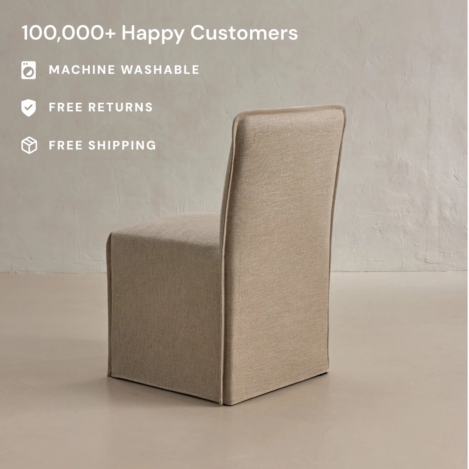 Slipcover Only - Washable Upholstered Dining Chair | 15 Back Height in Oat