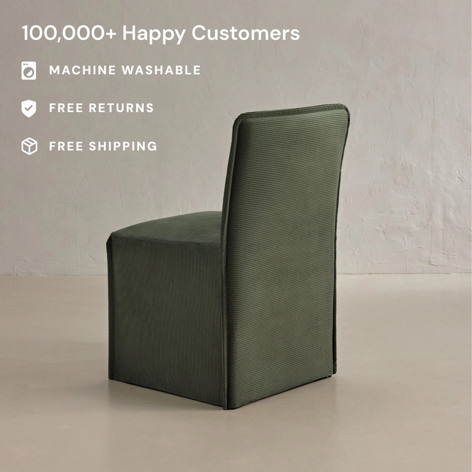 Slipcover Only - Washable Upholstered Dining Chair | 15 Back Height in Olivine