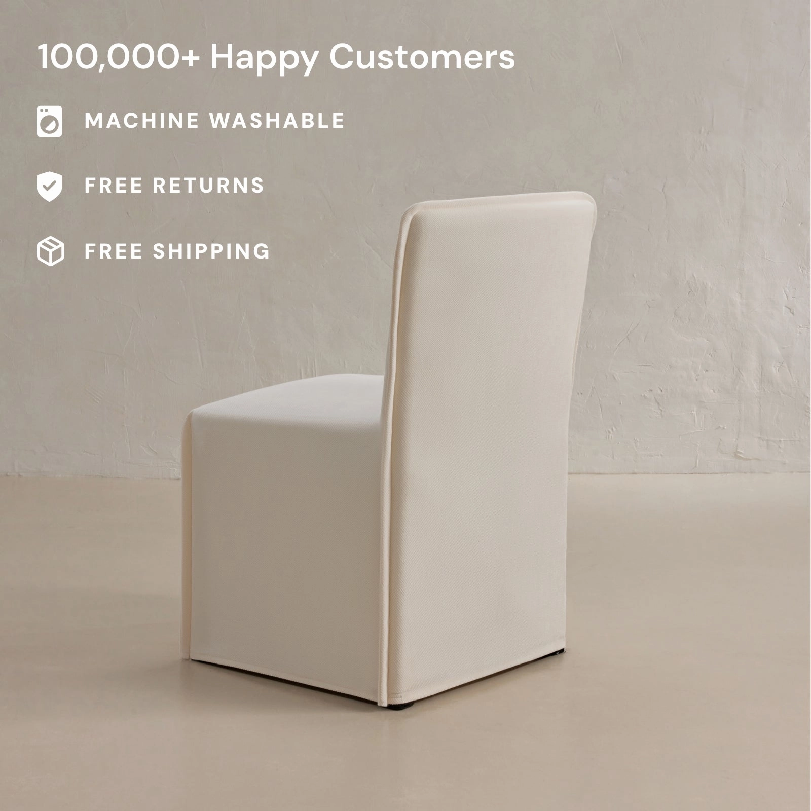 Slipcover Only - Washable Upholstered Dining Chair | 15 Back Height in Powder