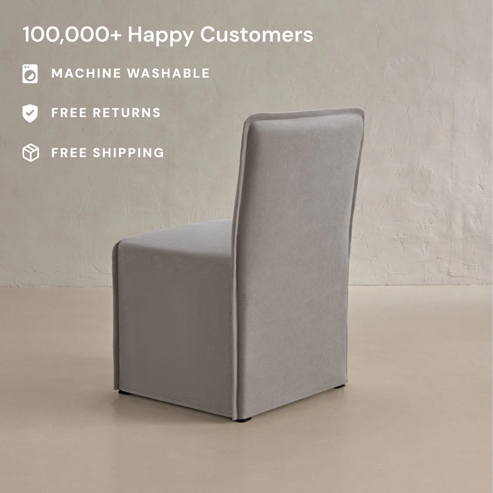 Slipcover Only - Washable Upholstered Dining Chair | 15 Back Height in Pumice