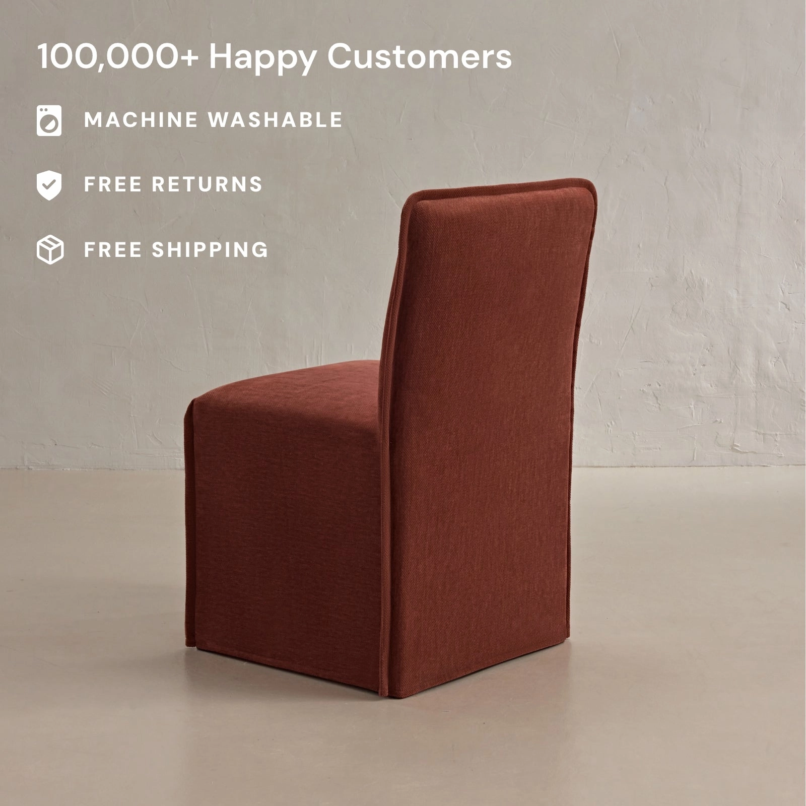 Slipcover Only - Washable Upholstered Dining Chair | 15 Back Height in Rust