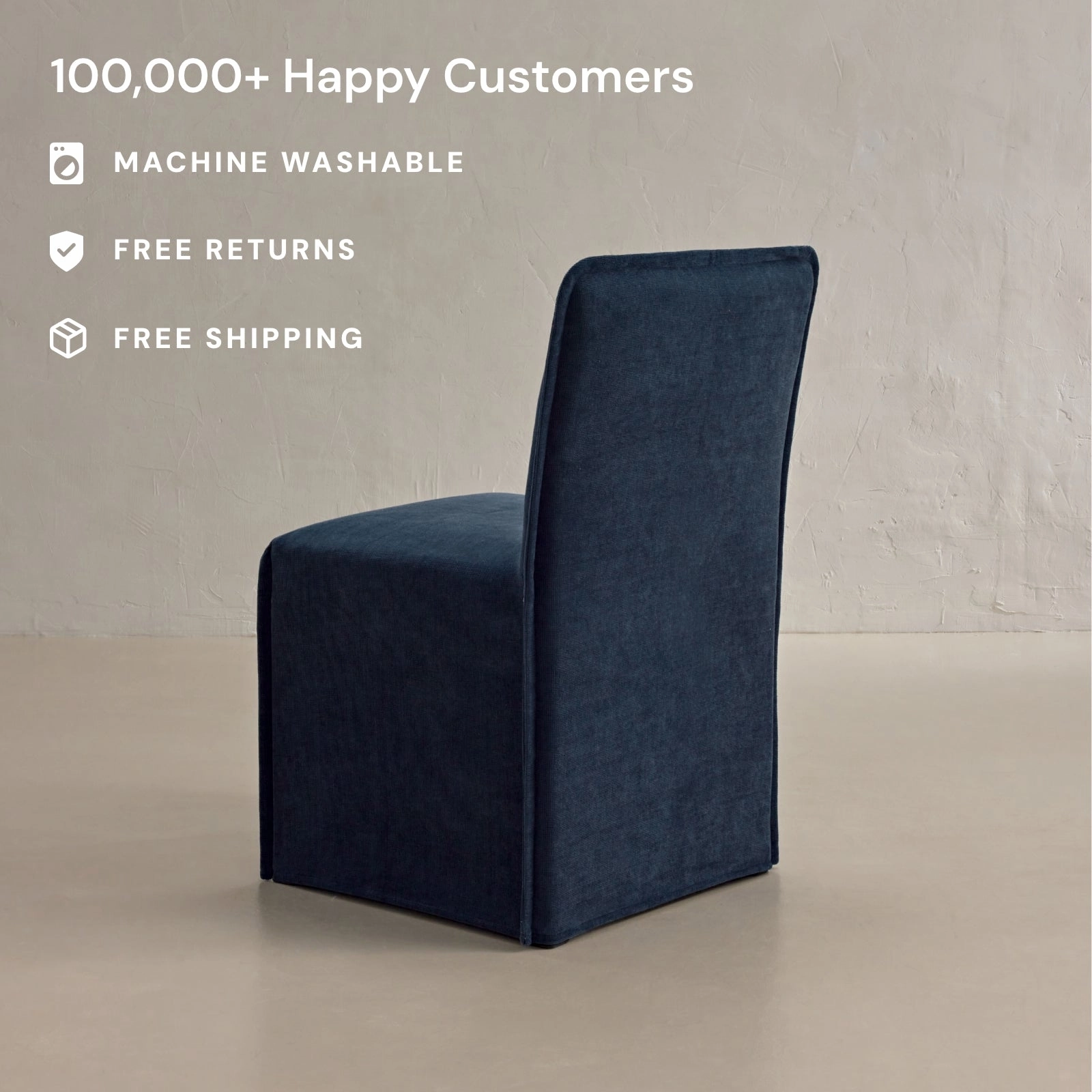 Slipcover Only - Washable Upholstered Dining Chair | 15 Back Height in Sumi