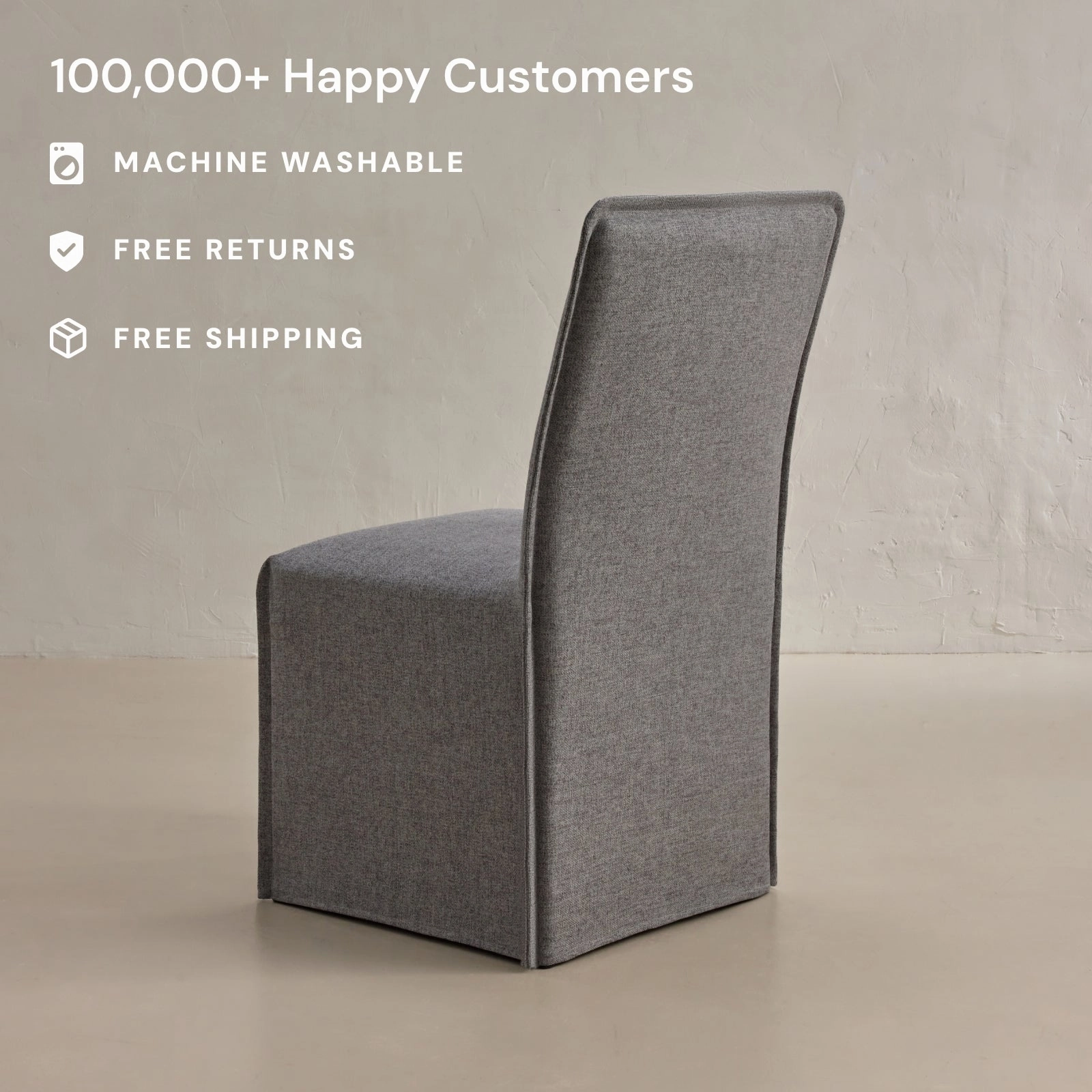 Slipcover Only - Washable Upholstered Dining Chair | 19 Back Height in Ash