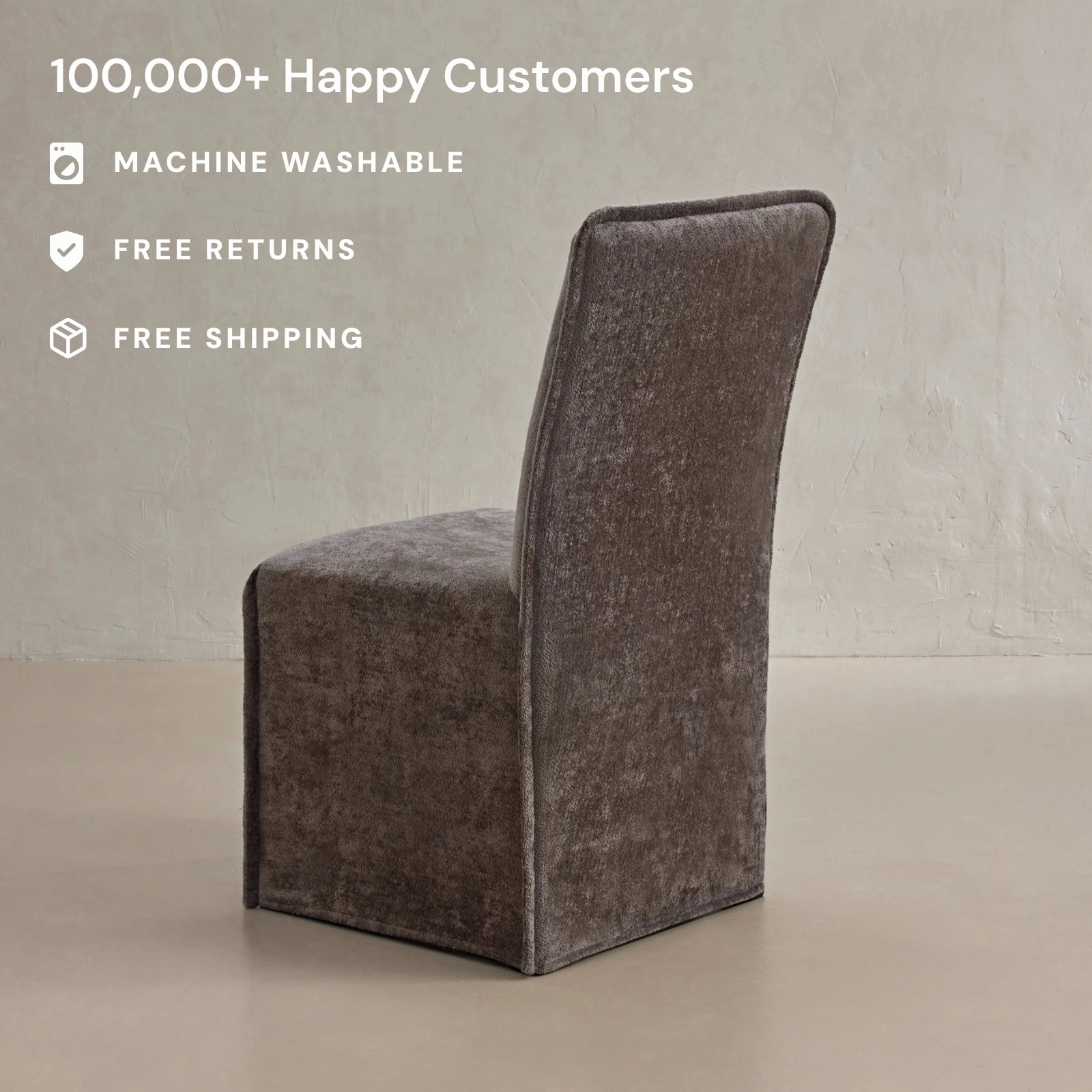 Slipcover Only - Washable Upholstered Dining Chair | 19 Back Height in Caviar