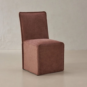 Slipcover Only - Washable Upholstered Dining Chair | 19 Back Height in Chestnut
