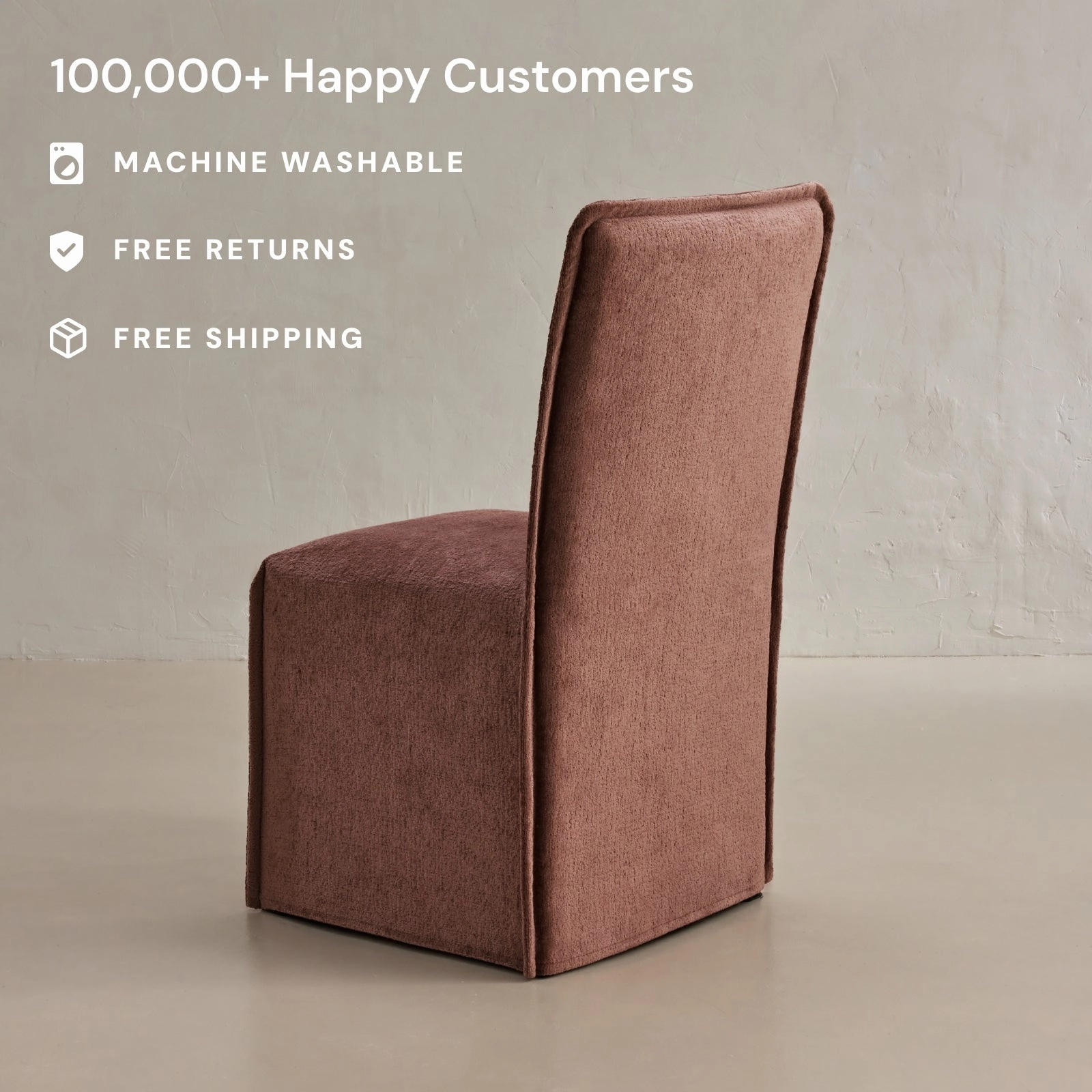 Slipcover Only - Washable Upholstered Dining Chair | 19 Back Height in Chestnut