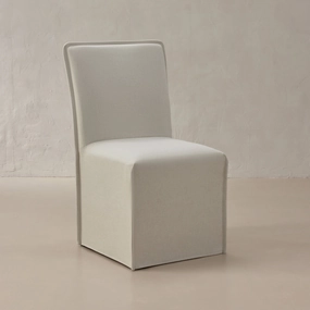 Slipcover Only - Washable Upholstered Dining Chair | 19 Back Height in Eggshell