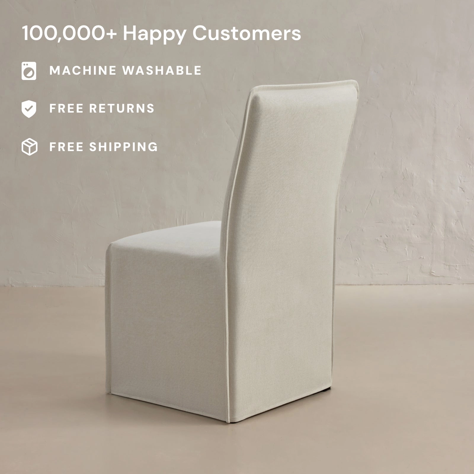 Slipcover Only - Washable Upholstered Dining Chair | 19 Back Height in Eggshell