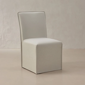 Slipcover Only - Washable Upholstered Dining Chair | 19 Back Height in Eggshell