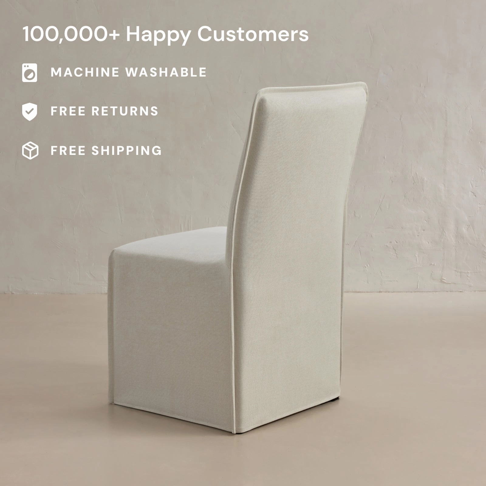 Slipcover Only - Washable Upholstered Dining Chair | 19 Back Height in Eggshell