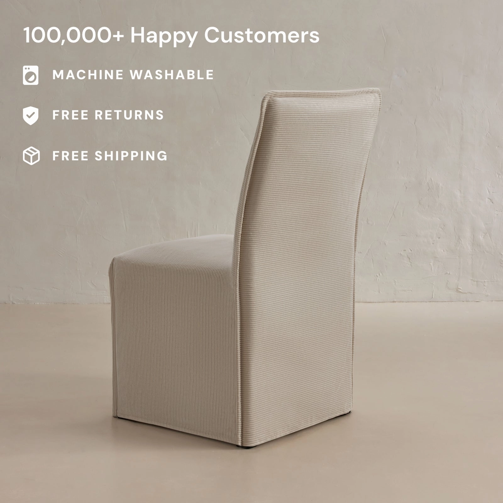 Slipcover Only - Washable Upholstered Dining Chair | 19 Back Height in Milk