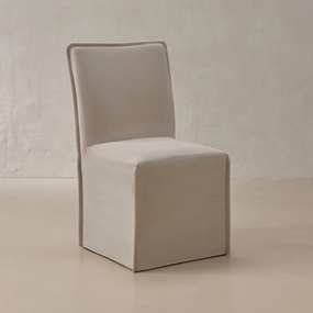 Slipcover Only - Washable Upholstered Dining Chair | 19 Back Height in Milk