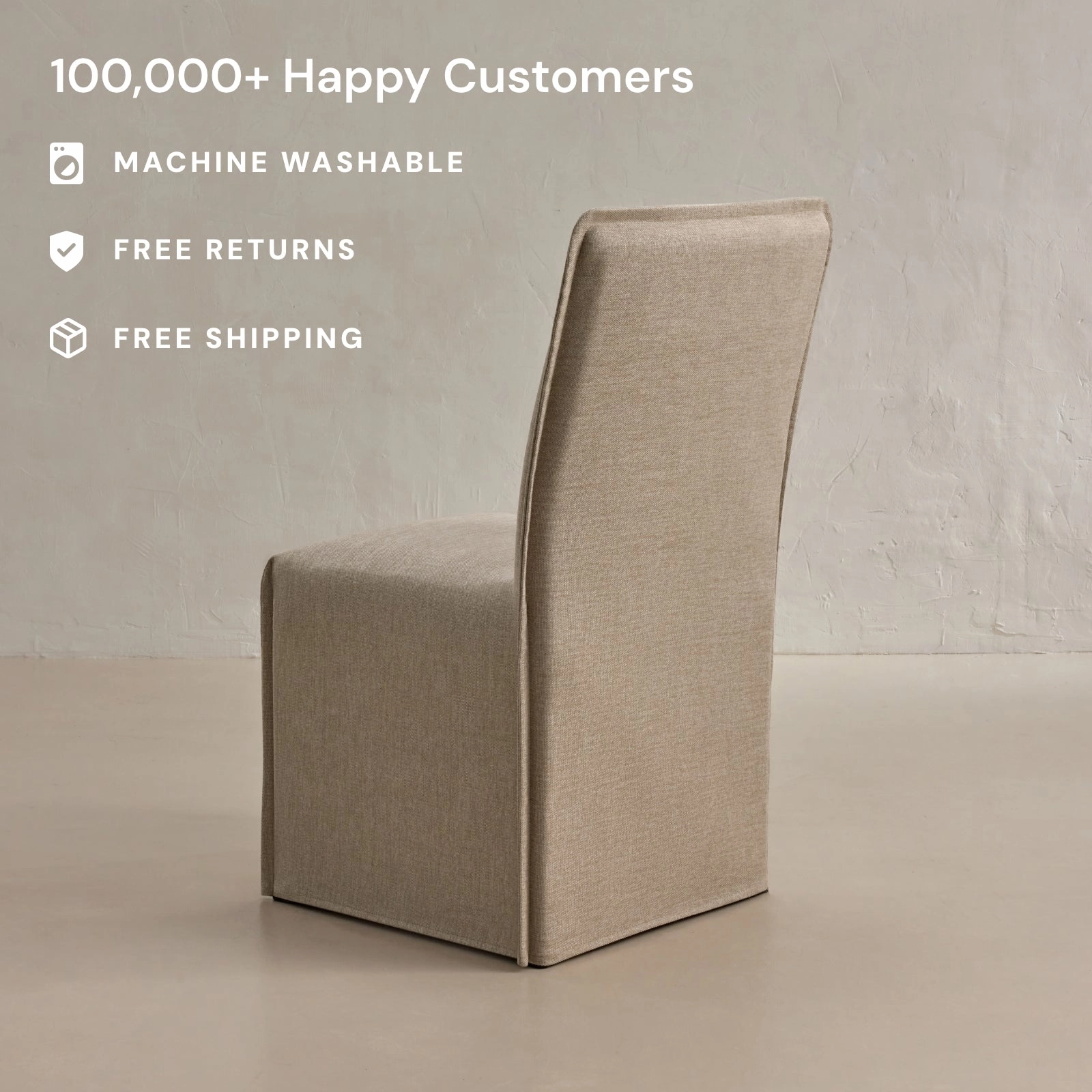 Slipcover Only - Washable Upholstered Dining Chair | 19 Back Height in Oat