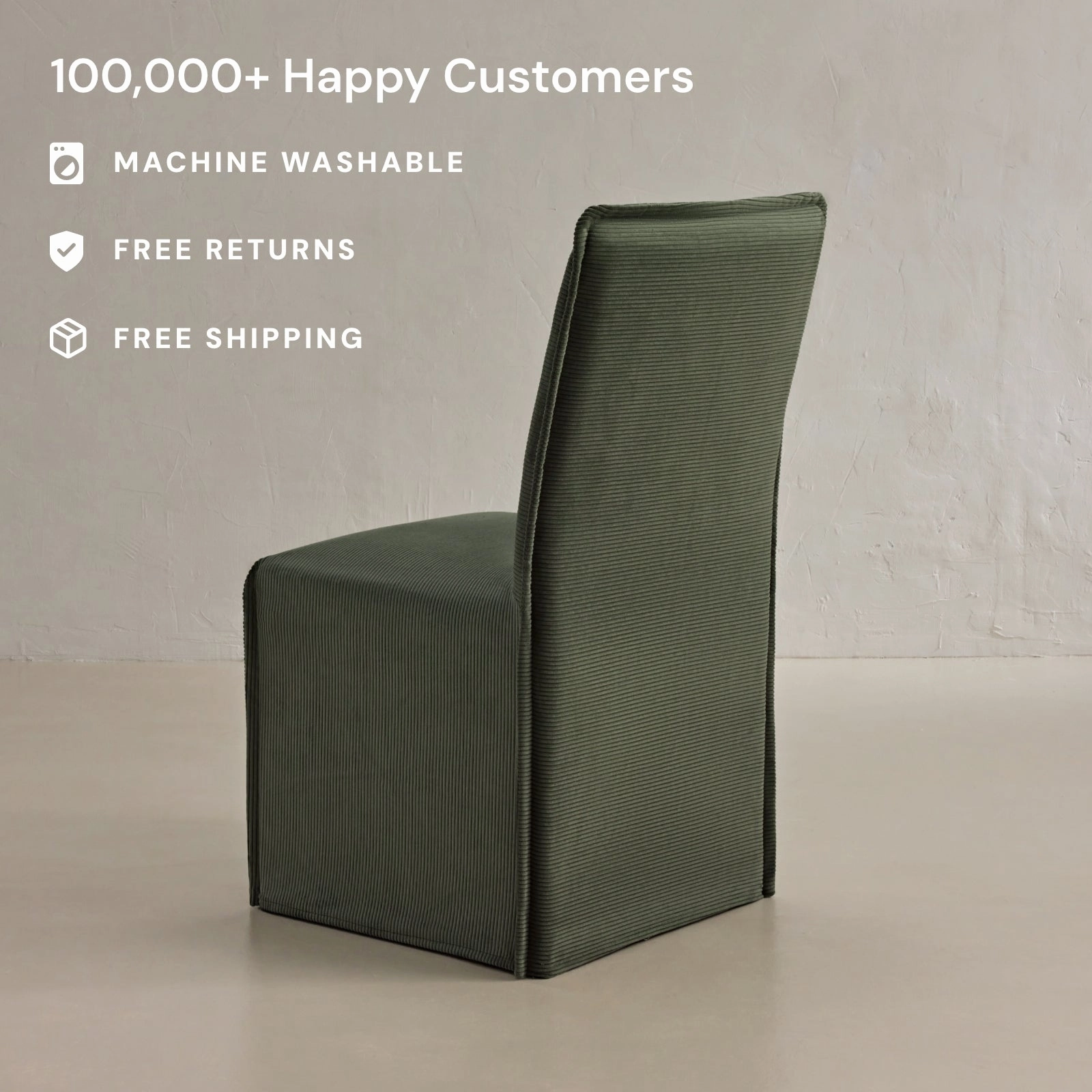 Slipcover Only - Washable Upholstered Dining Chair | 19 Back Height in Olivine