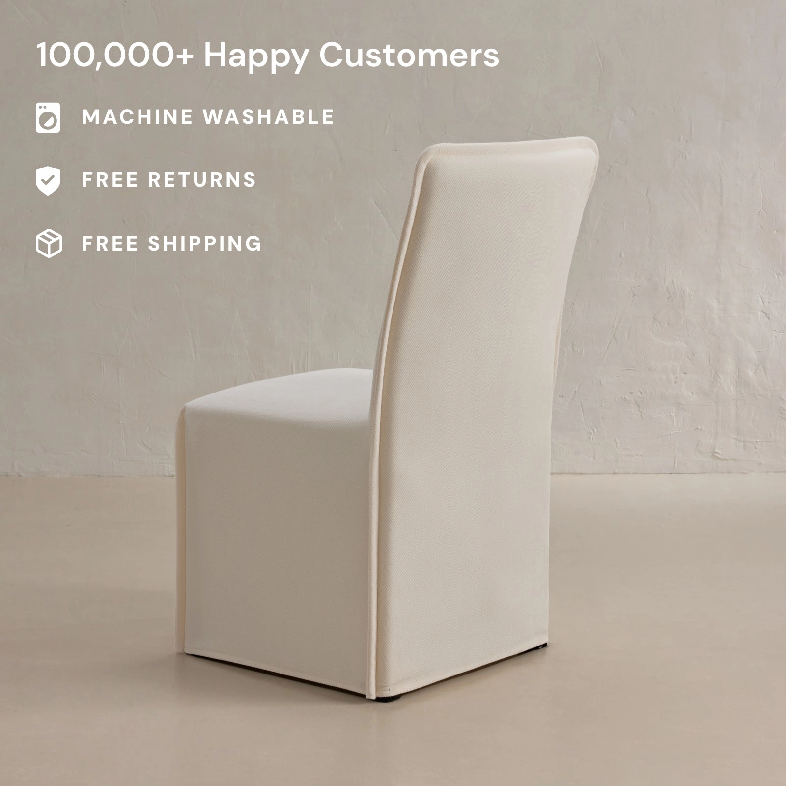 Slipcover Only - Washable Upholstered Dining Chair | 19 Back Height in Powder