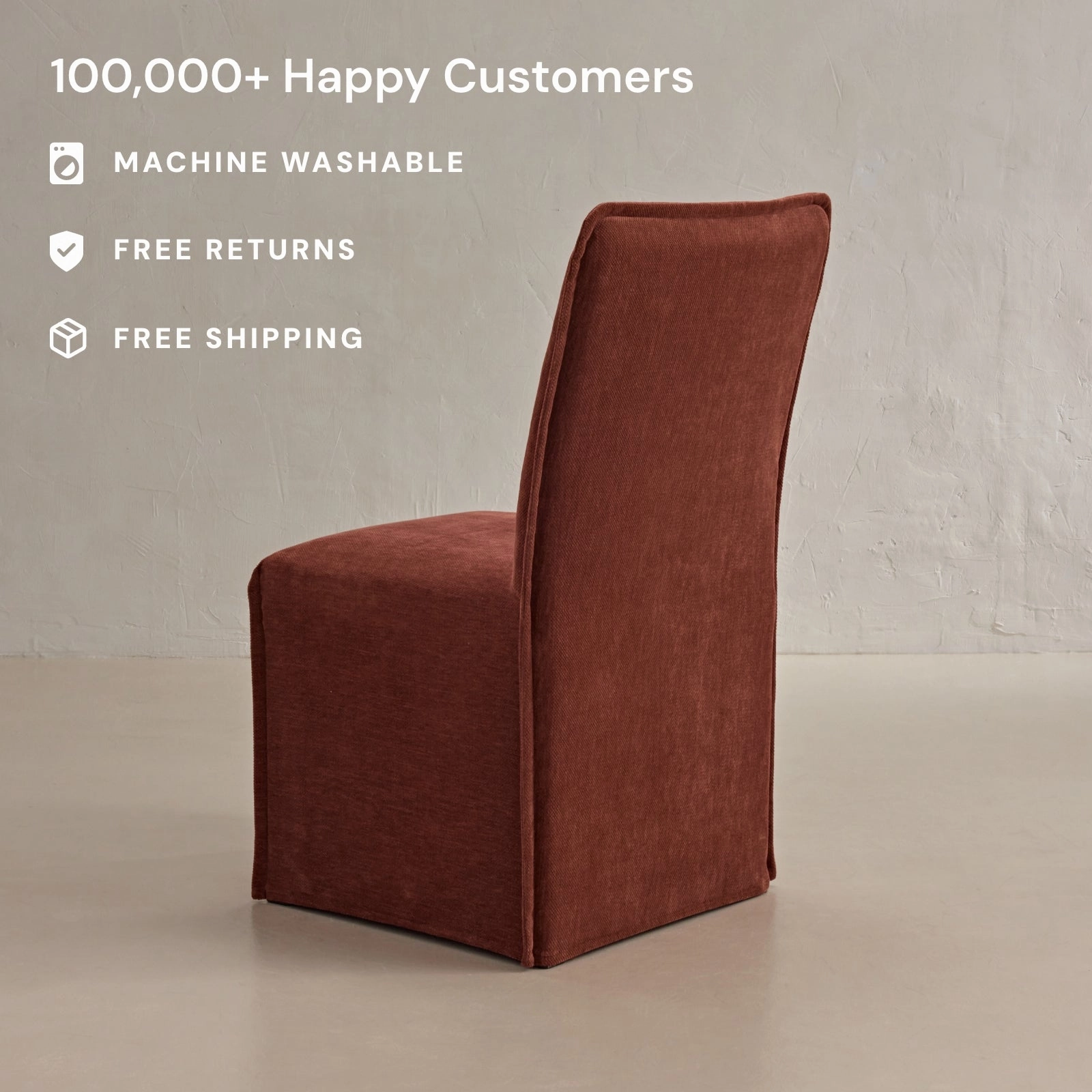 Slipcover Only - Washable Upholstered Dining Chair | 19 Back Height in Rust