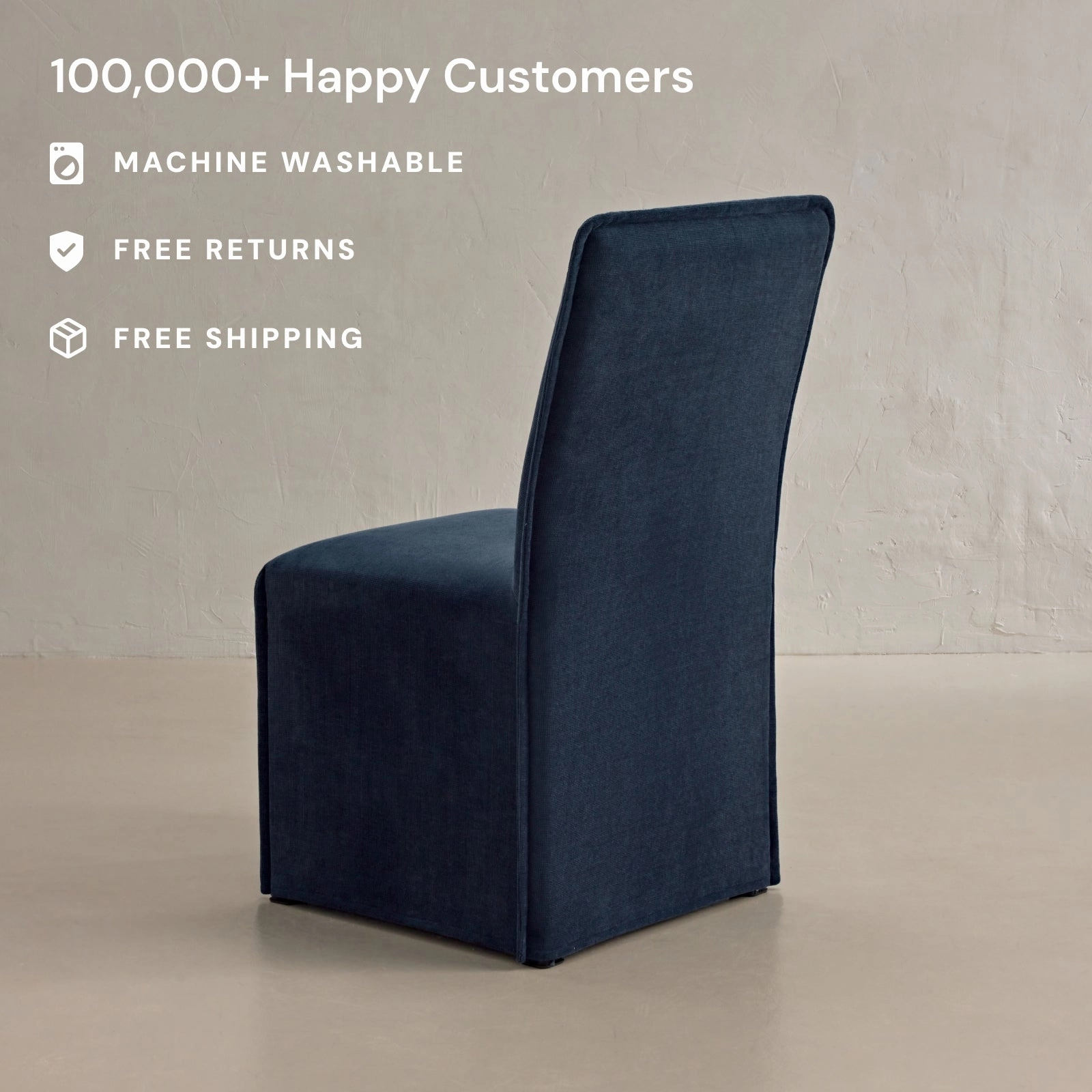 Slipcover Only - Washable Upholstered Dining Chair | 19 Back Height in Sumi