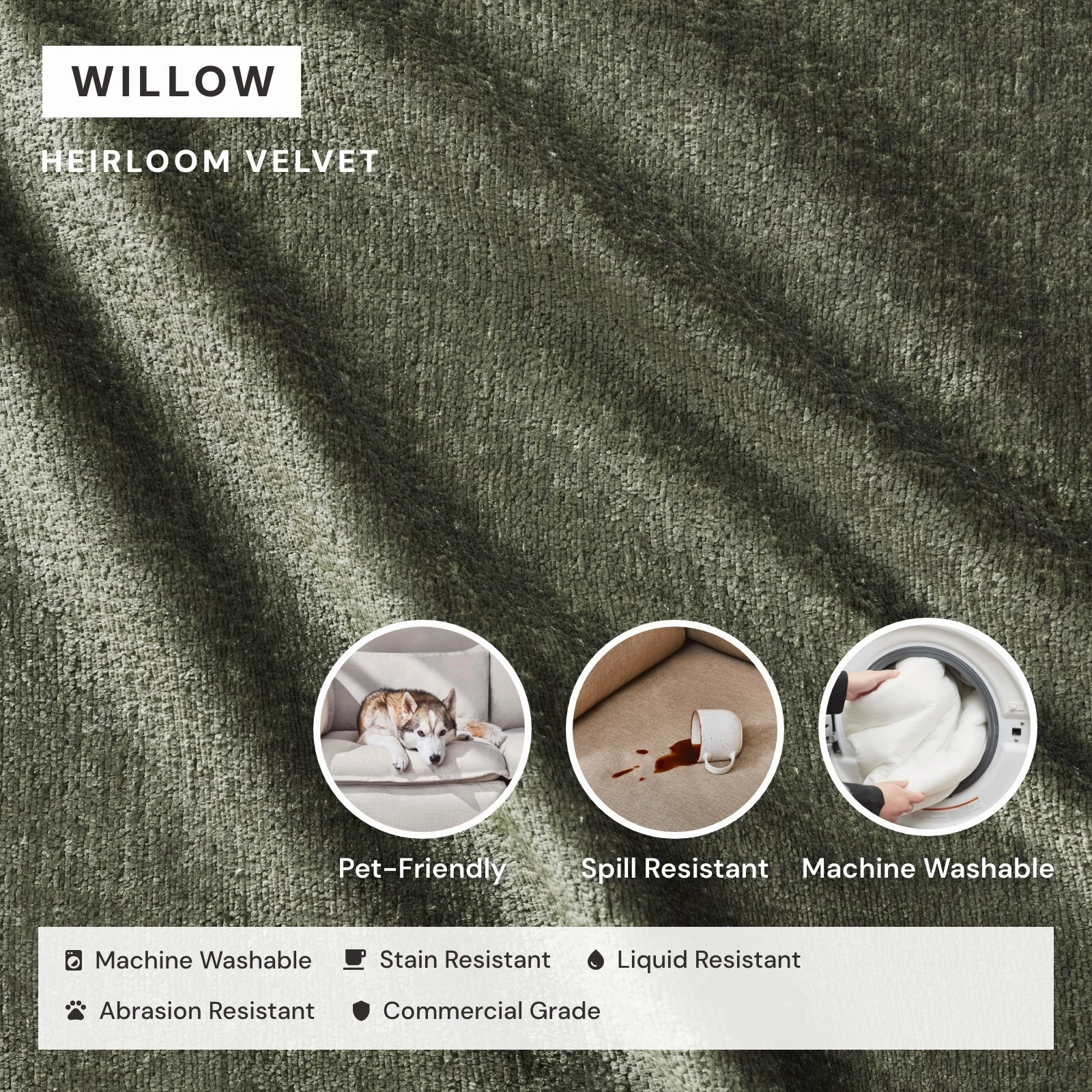 Slipcover Only - Washable Upholstered Dining Chair | 19 Back Height in Willow