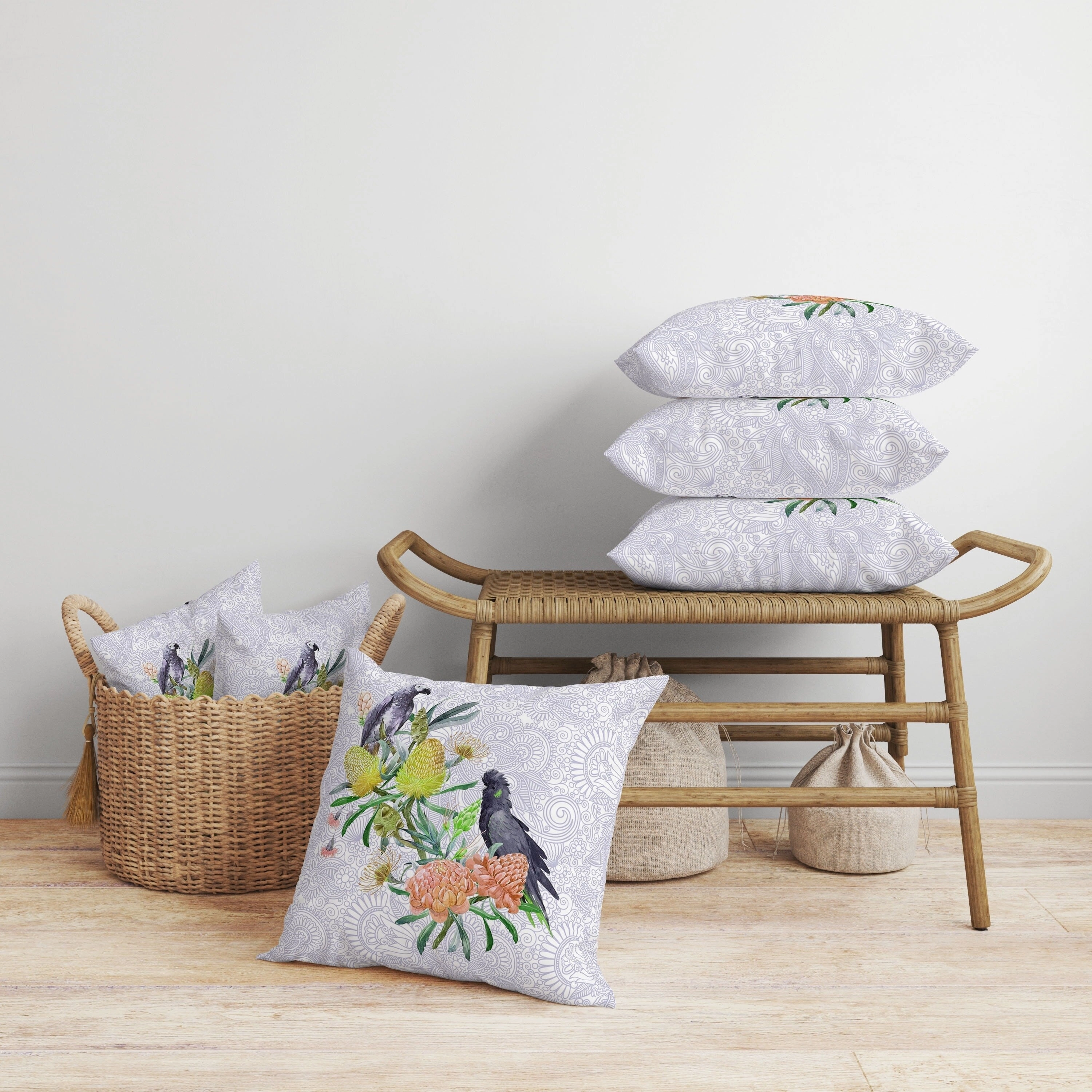Songbird Flora Faux Suede Reversible Throw Pillow Purple and Multi