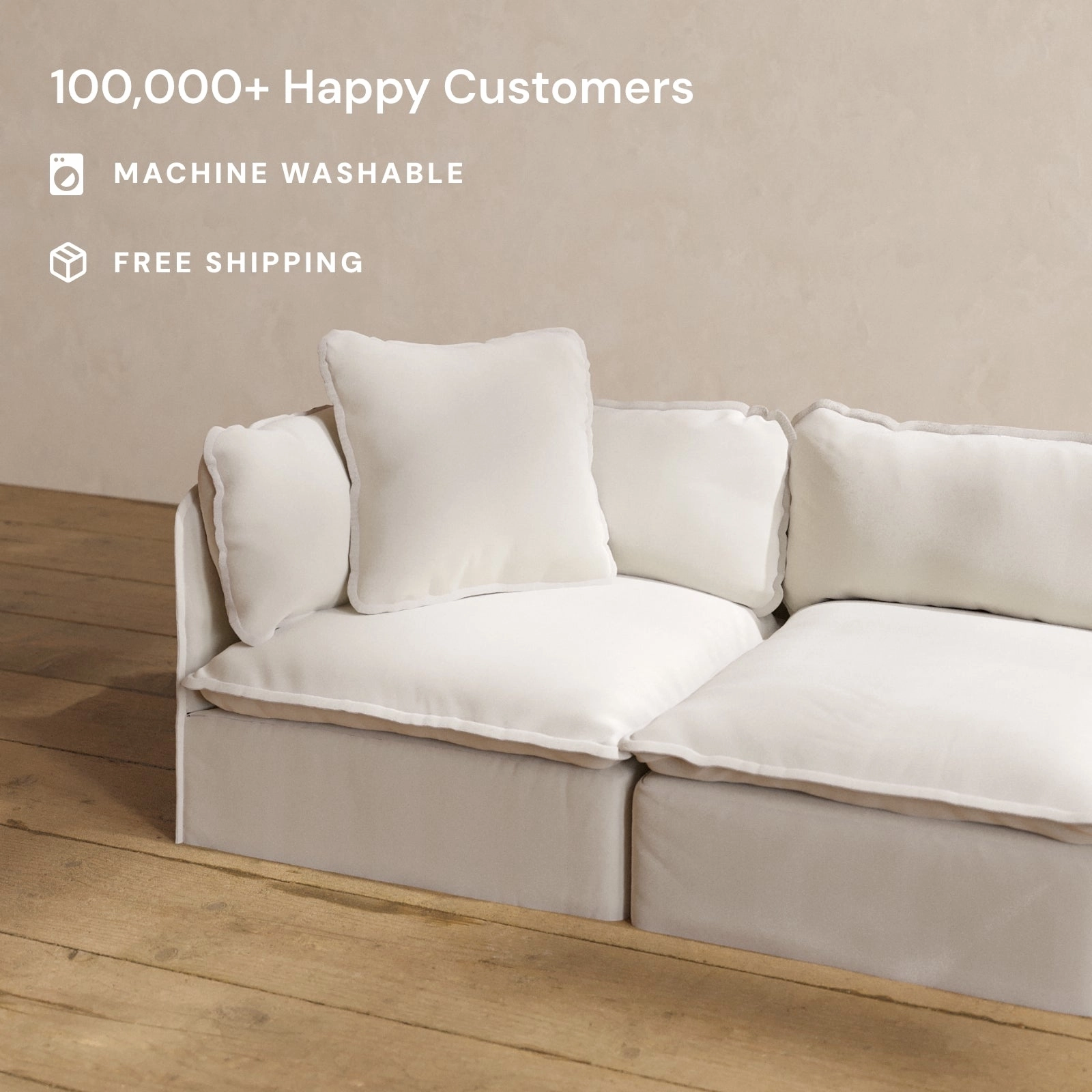 Square Performance Accent Pillow 22 x 22 | Blended Weave in Flour